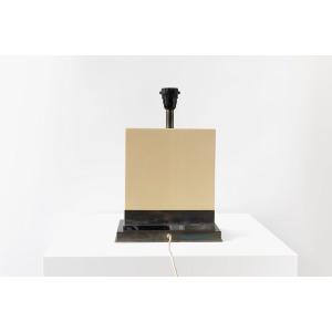 Jean Claude Mahey – Rectangular Cream Resin Table Lamp 1970s