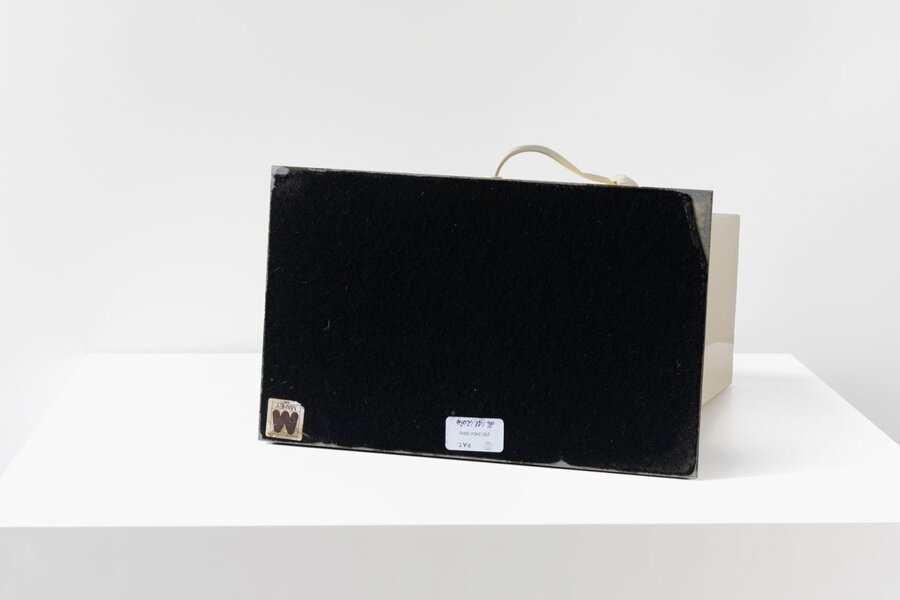 Jean Claude Mahey – Rectangular Cream Resin Table Lamp 1970s