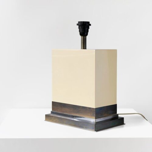 Jean Claude Mahey – Rectangular Cream Resin Table Lamp 1970s