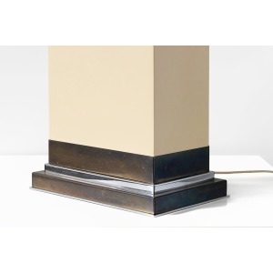 Jean Claude Mahey – Rectangular Cream Resin Table Lamp 1970s