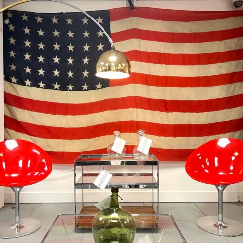 Kartell Eros, Pair of Red & Chrome Swivel Chairs