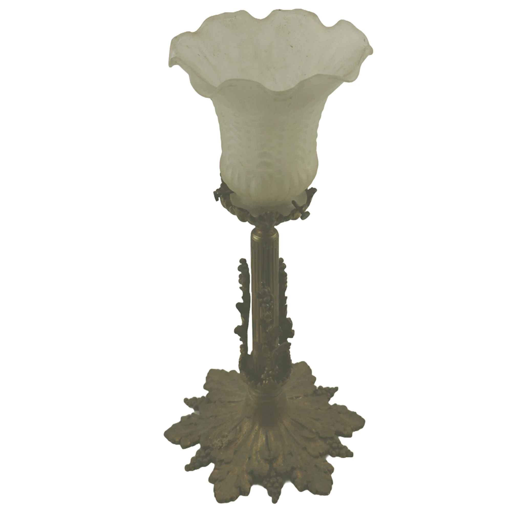 Lighting an antique brass & glass Lamp - no bulb holder C.early 20thC