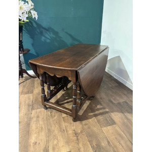 Large Oak Dropleaf Dining Table On Turned Legs