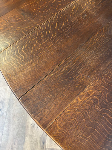 Large Oak Dropleaf Dining Table On Turned Legs