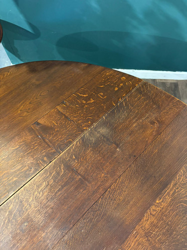 Large Oak Dropleaf Dining Table On Turned Legs