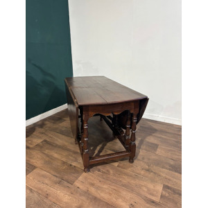 Large Oak Dropleaf Dining Table On Turned Legs