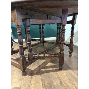 Large Oak Dropleaf Dining Table On Turned Legs