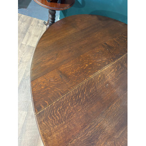 Large Oak Dropleaf Dining Table On Turned Legs
