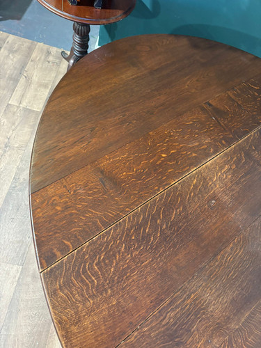 Large Oak Dropleaf Dining Table On Turned Legs