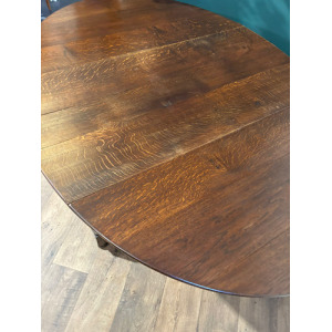 Large Oak Dropleaf Dining Table On Turned Legs