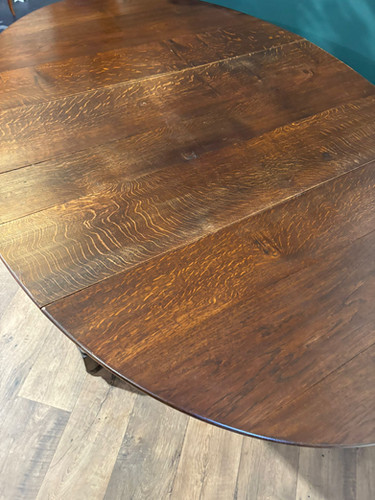 Large Oak Dropleaf Dining Table On Turned Legs