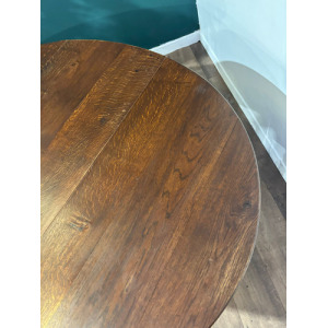 Large Oak Dropleaf Dining Table On Turned Legs