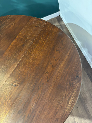 Large Oak Dropleaf Dining Table On Turned Legs