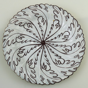An unusual antique hand-painted Creamware majolica pottery Plate C. early 19thC