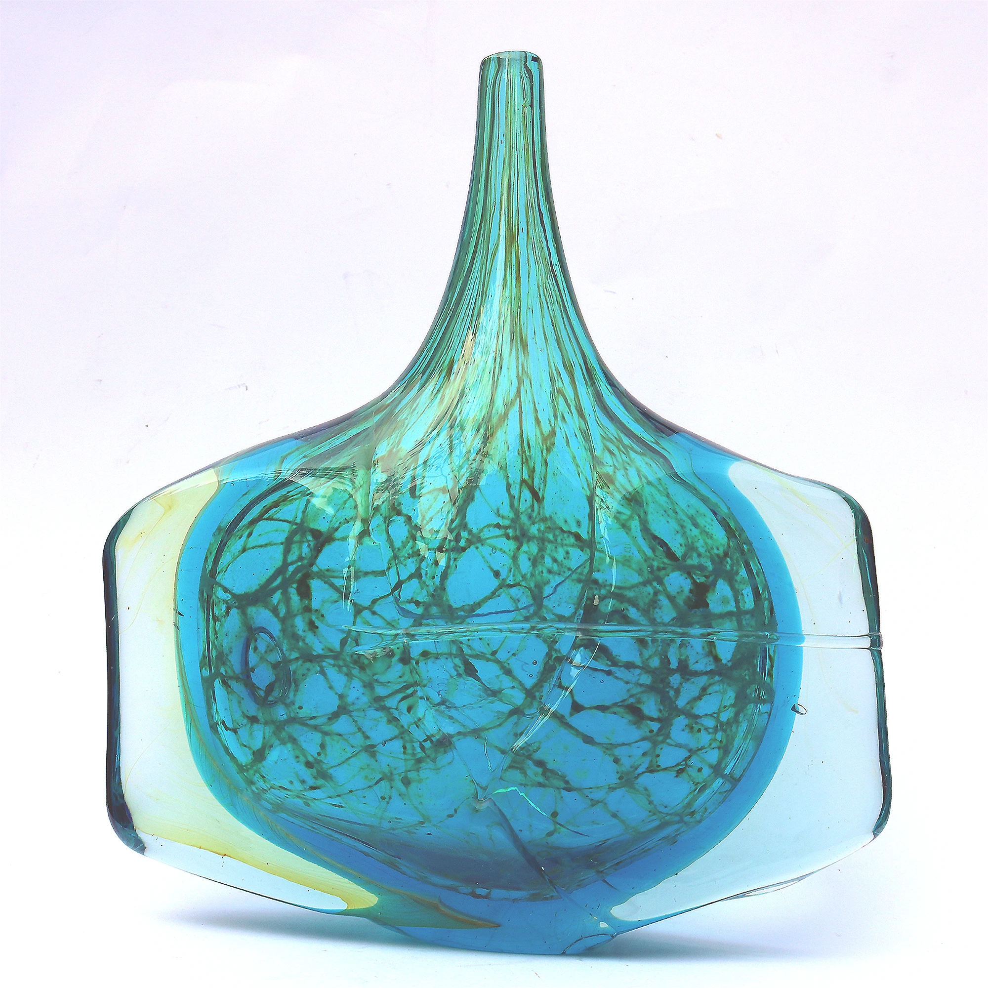 A good mid-century Maltese Mdina art glass signed & dated Fish / Axe Head Vase C.1976
