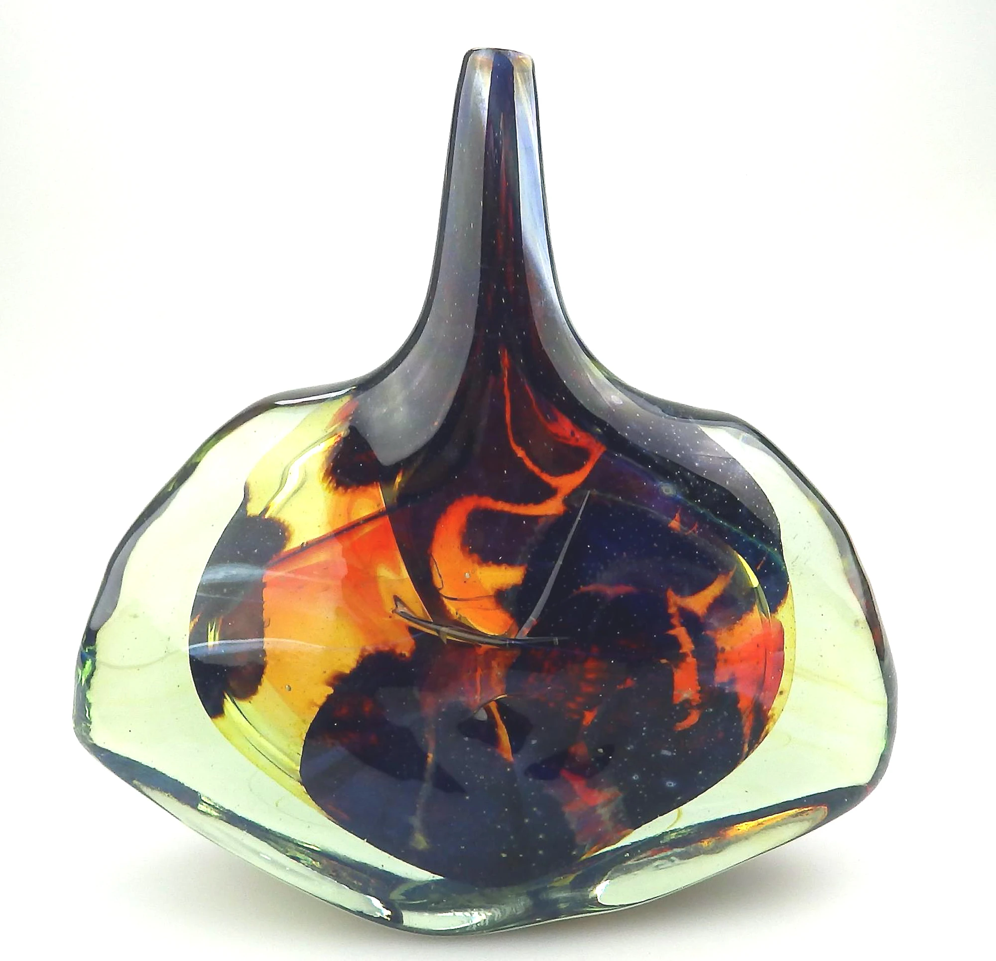A good mid-century Maltese Mdina art glass signed & dated Fish / Axe Head Vase C.1978