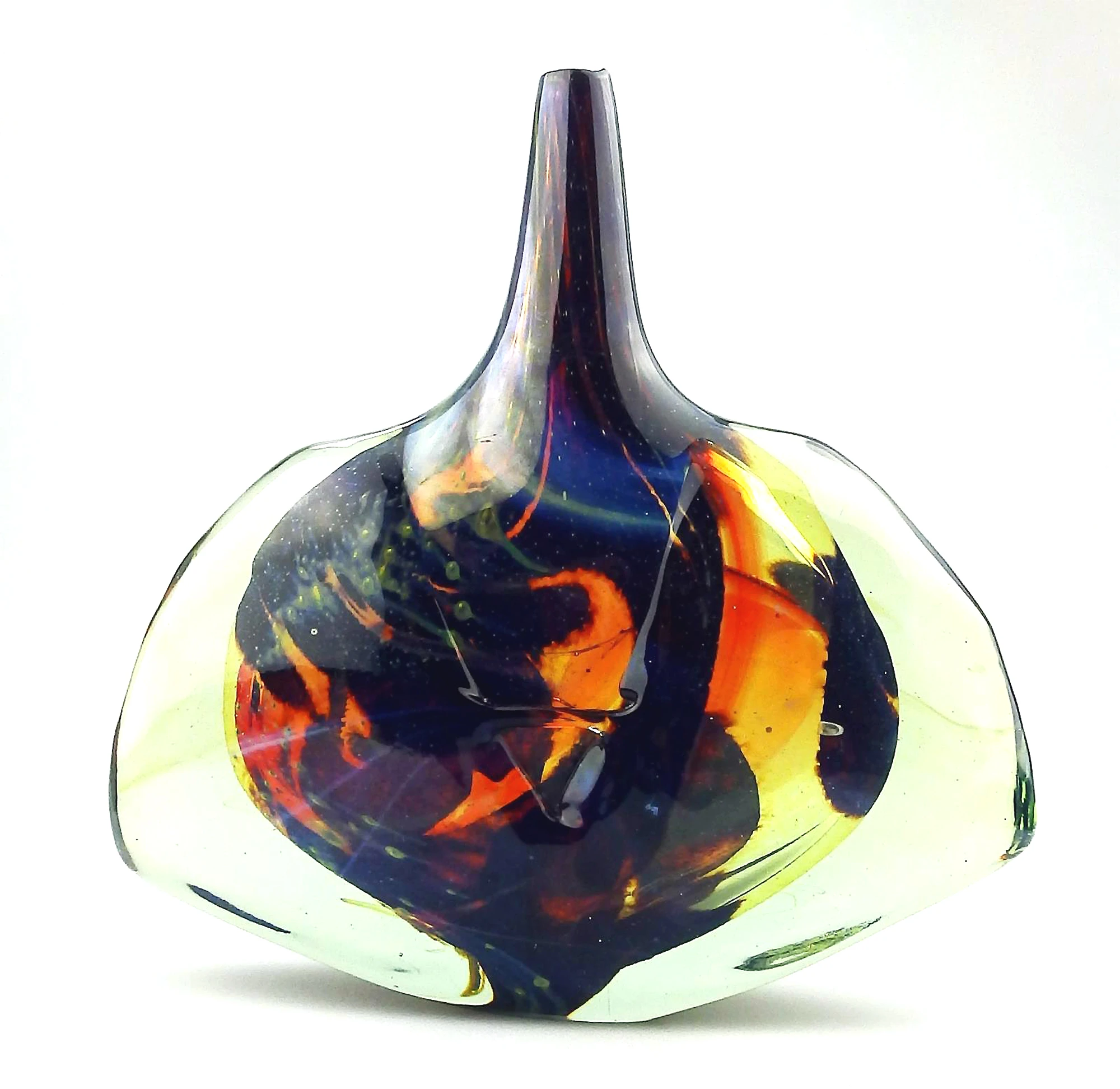 A good mid-century Maltese Mdina art glass signed & dated Fish / Axe Head Vase C.1978