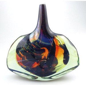 A good mid-century Maltese Mdina art glass signed & dated Fish / Axe Head Vase C.1978