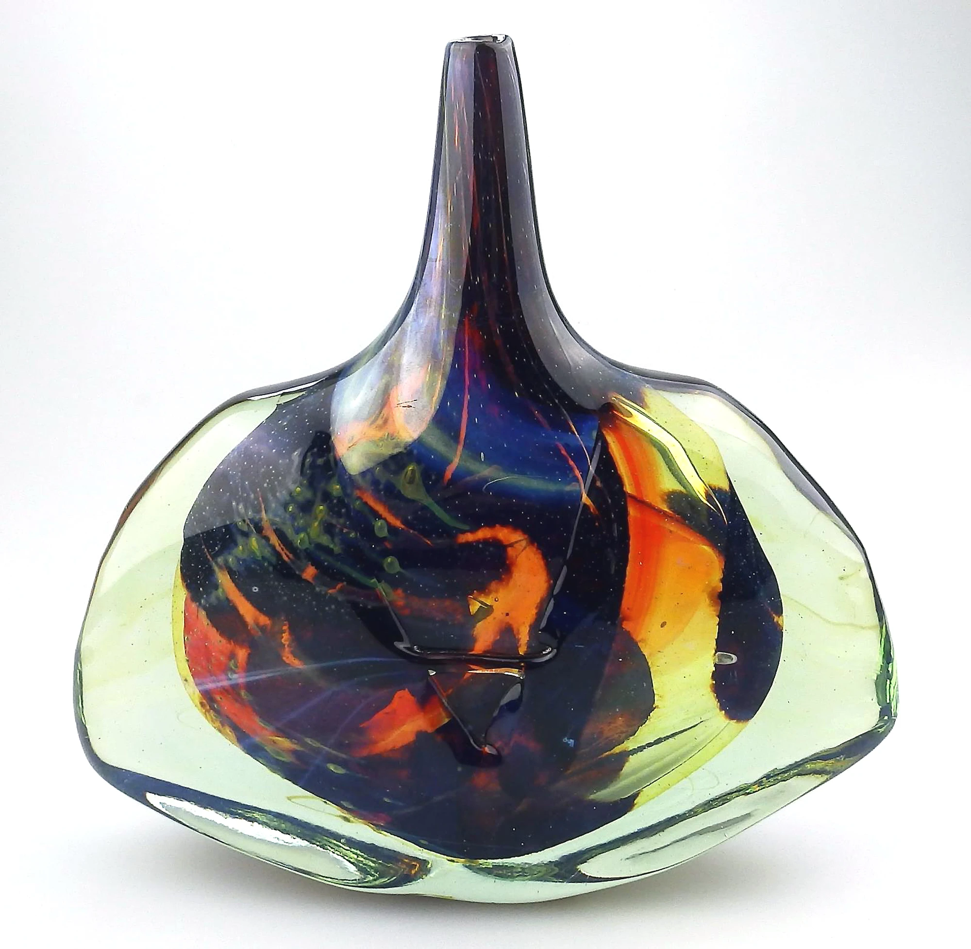 A good mid-century Maltese Mdina art glass signed & dated Fish / Axe Head Vase C.1978