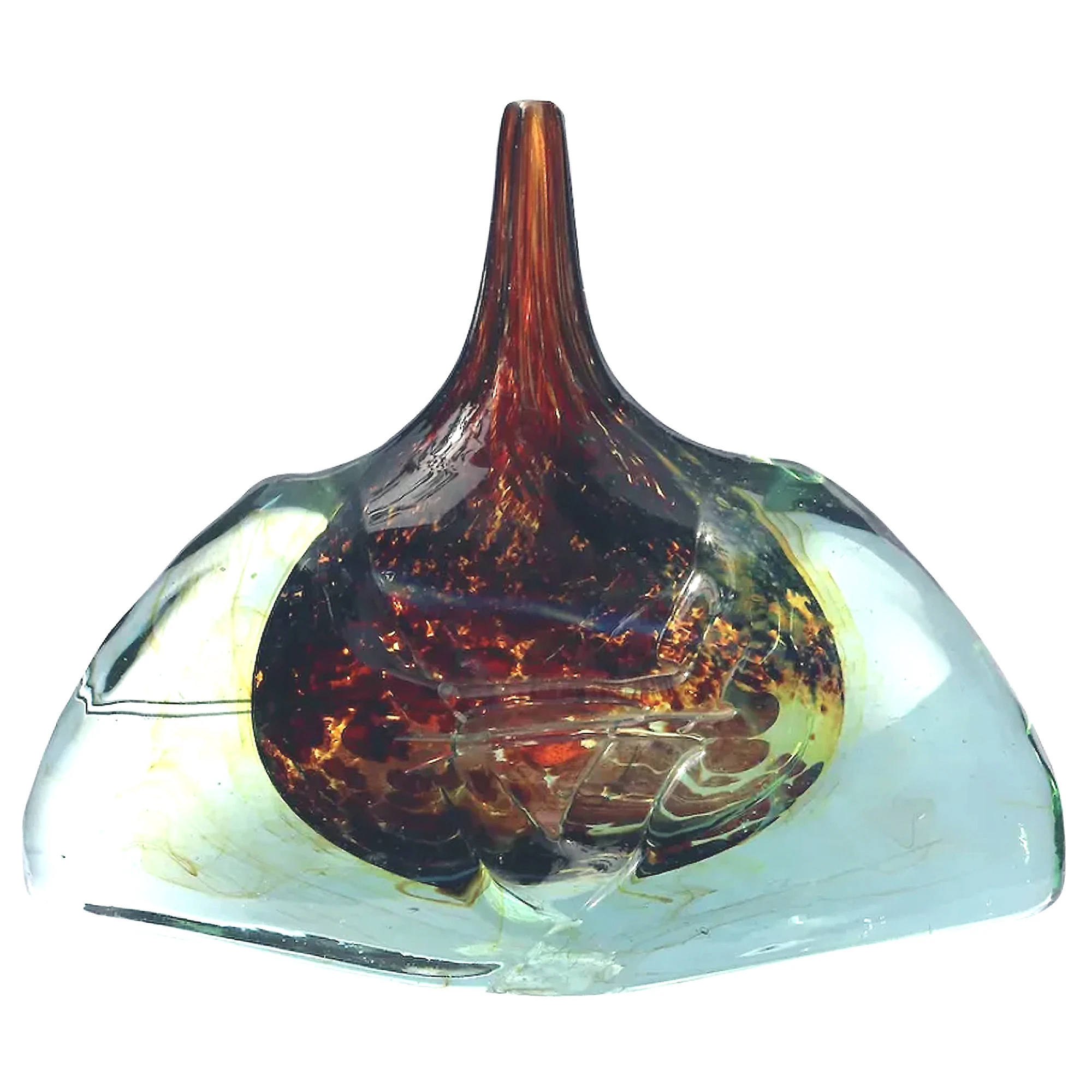 A very good mid-century hand-blown Maltese signed & dated Mdina glass Axe Head / Fish Vase C.1977