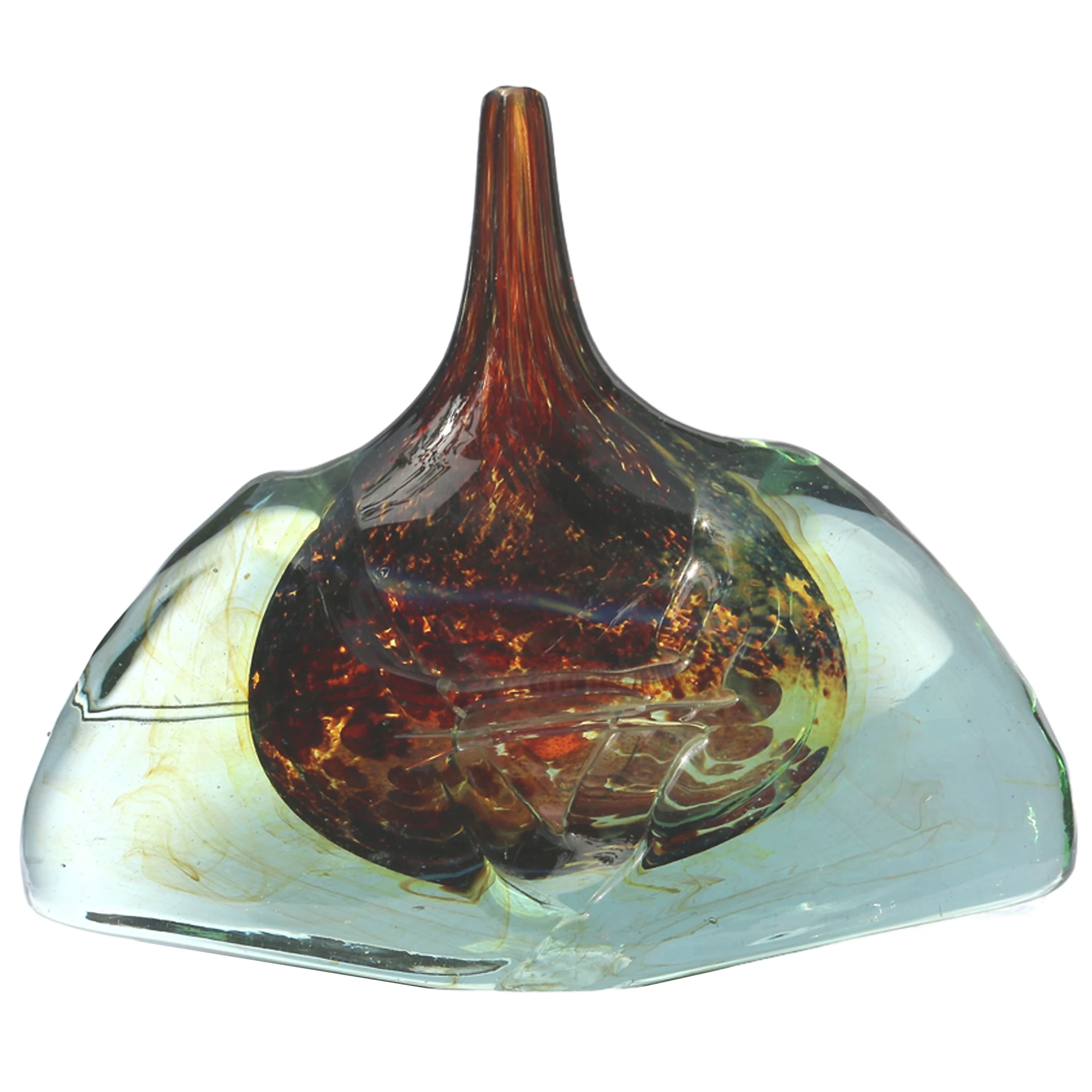 A very good mid-century hand-blown Maltese signed & dated Mdina glass Axe Head / Fish Vase C.1977