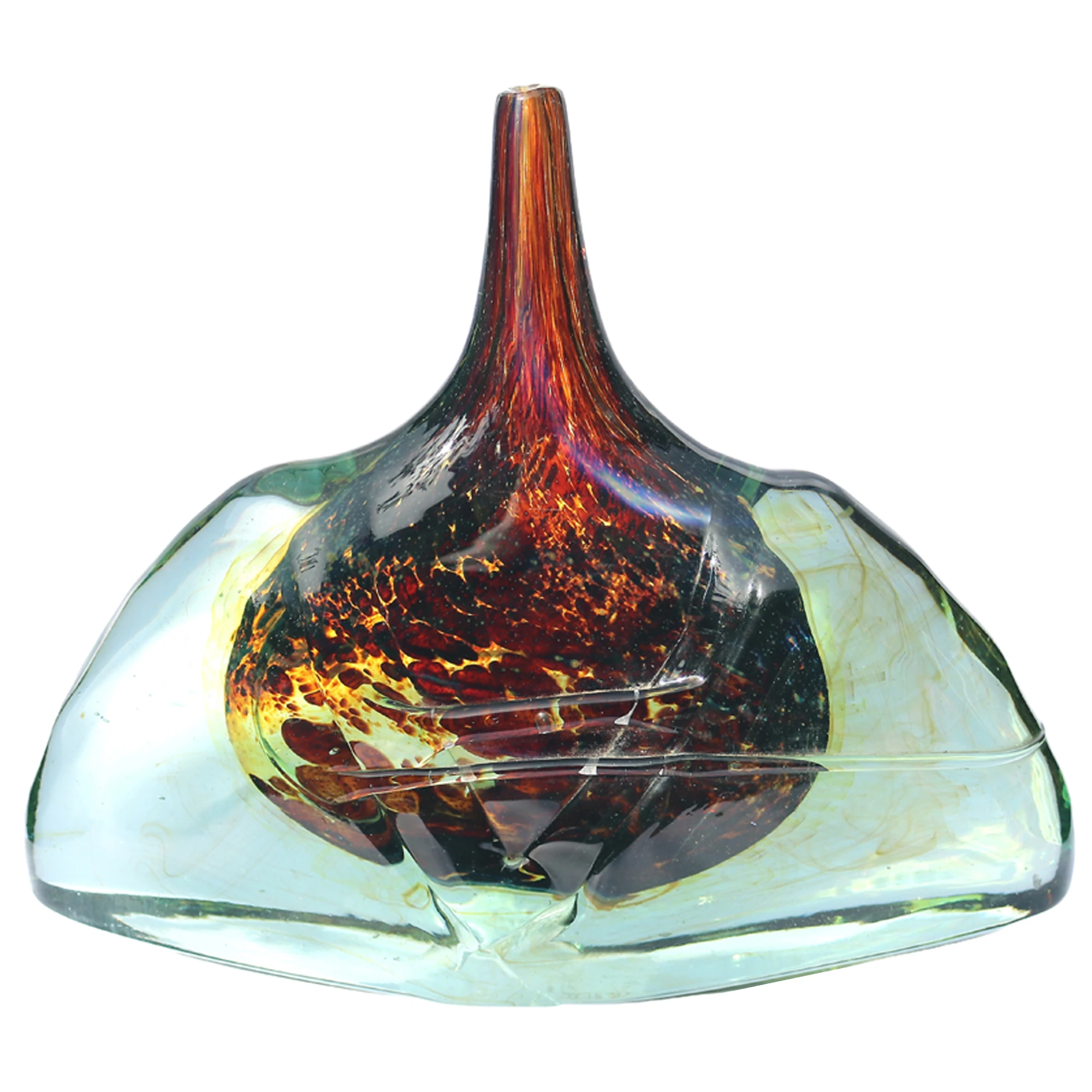 A very good mid-century hand-blown Maltese signed & dated Mdina glass Axe Head / Fish Vase C.1977