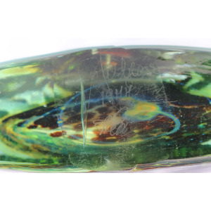 A very good mid-century hand-blown Maltese signed & dated Mdina glass Axe Head / Fish Vase C.1977