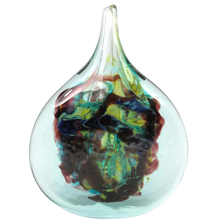 A very good mid-century hand blown Maltese Mdina signed Michael Harris glass Cut-Ice Lollipop Vase C.1968-72