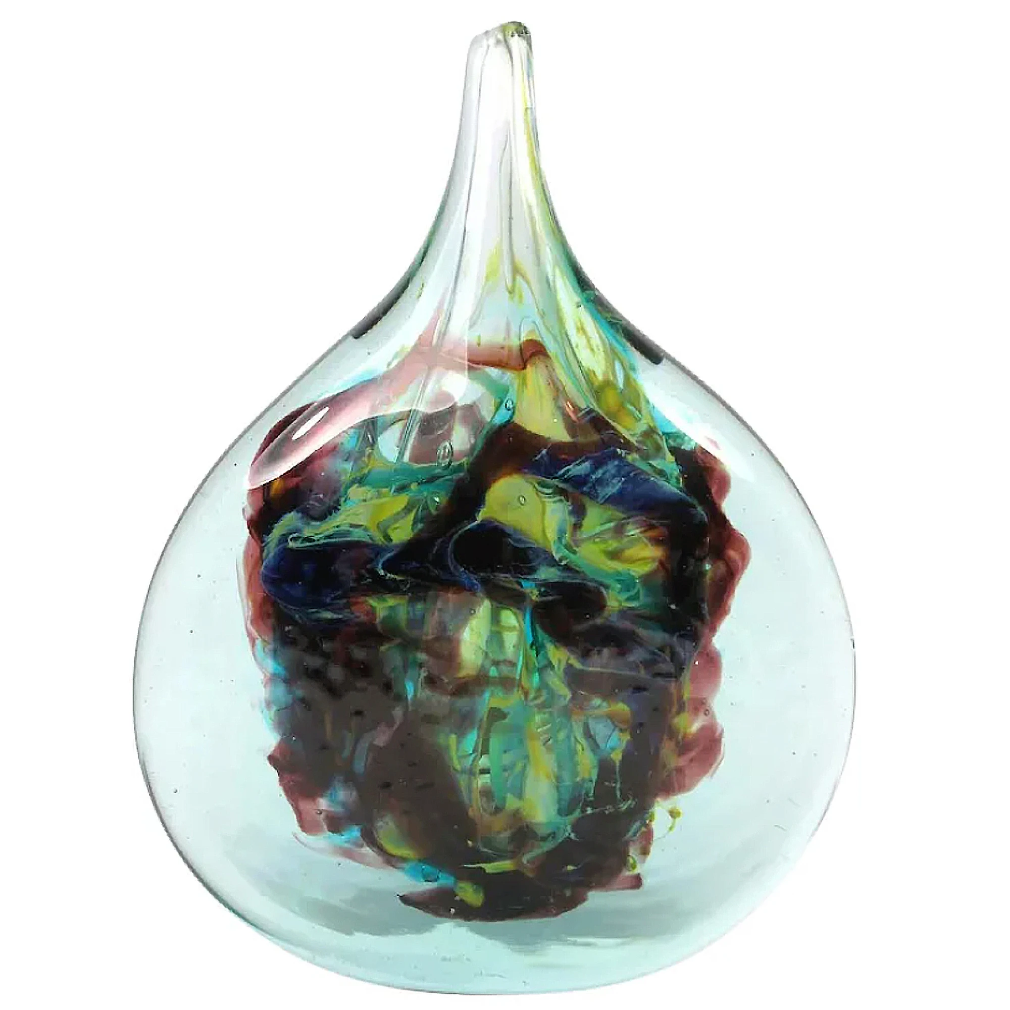 A very good mid-century hand blown Maltese Mdina signed Michael Harris glass Cut-Ice Lollipop Vase C.1968-72