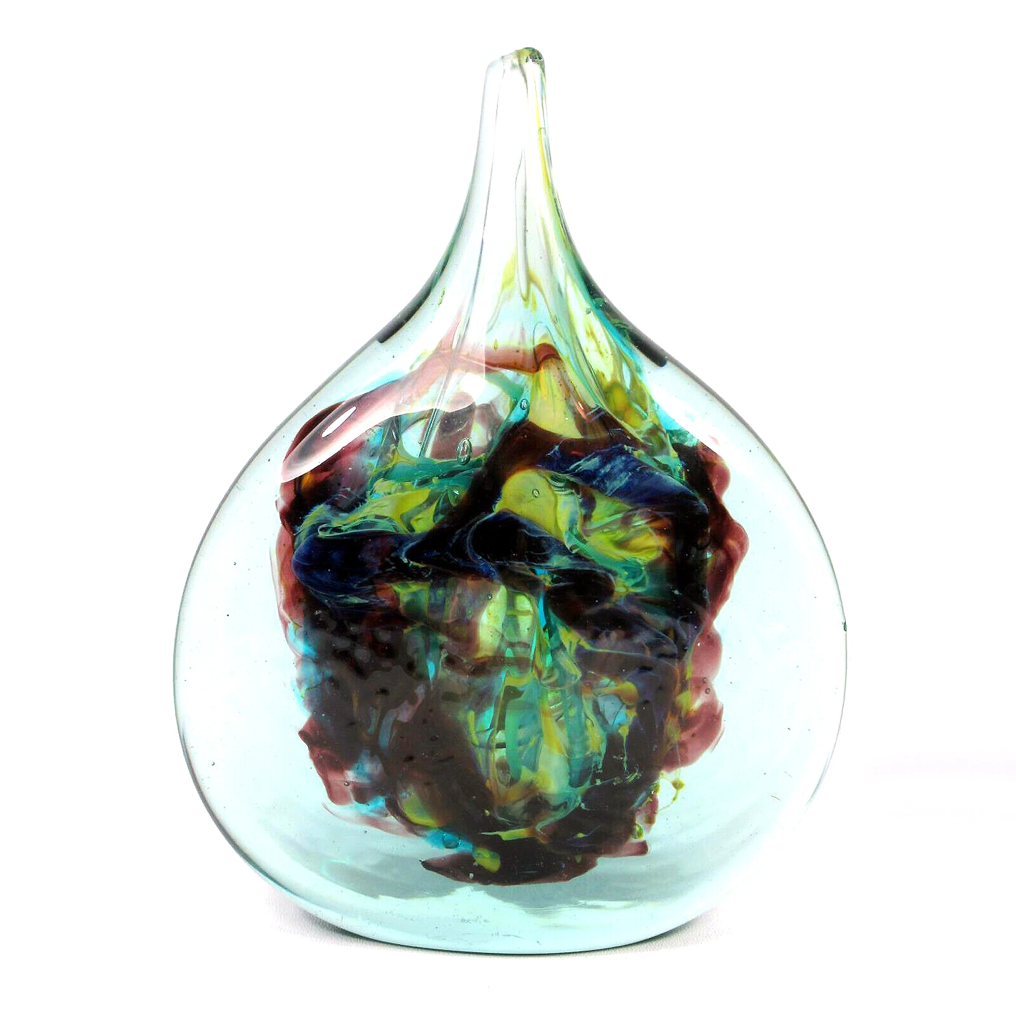 A very good mid-century hand blown Maltese Mdina signed Michael Harris glass Cut-Ice Lollipop Vase C.1968-72