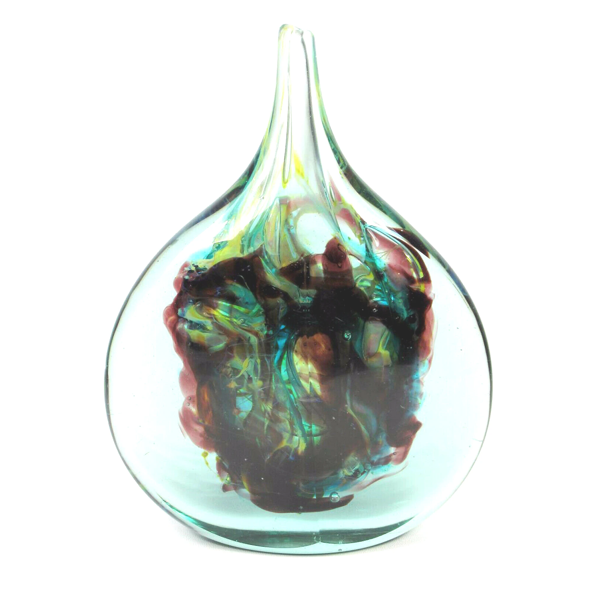 A very good mid-century hand blown Maltese Mdina signed Michael Harris glass Cut-Ice Lollipop Vase C.1968-72