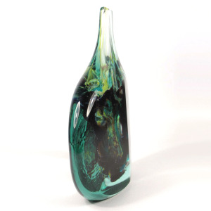 A very good mid-century hand blown Maltese Mdina signed Michael Harris glass Cut-Ice Lollipop Vase C.1968-72