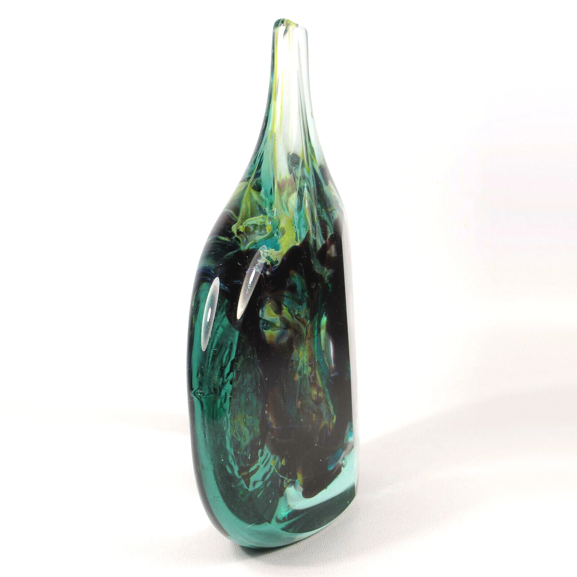A very good mid-century hand blown Maltese Mdina signed Michael Harris glass Cut-Ice Lollipop Vase C.1968-72