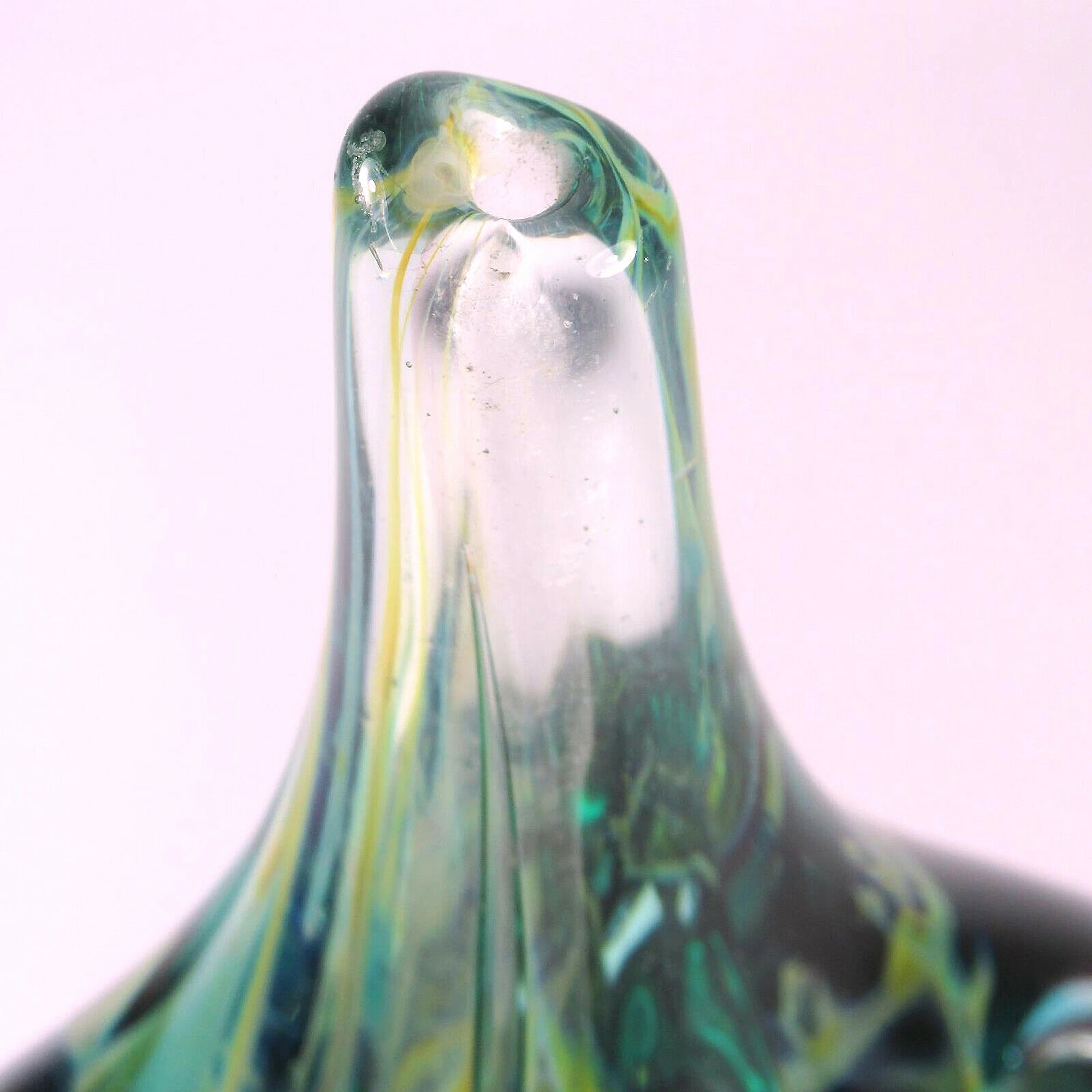 A very good mid-century hand blown Maltese Mdina signed Michael Harris glass Cut-Ice Lollipop Vase C.1968-72