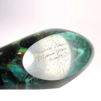 A very good mid-century hand blown Maltese Mdina signed Michael Harris glass Cut-Ice Lollipop Vase C.1968-72 - Image 7