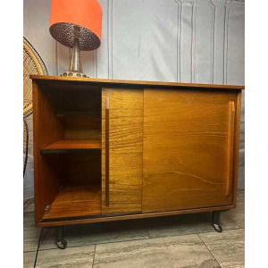 Mid Century 1960's Teak Sliding Door Sideboard Cabinet, Vintage Sideboard, Vintage Cabinet