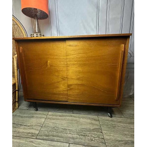 Mid Century 1960's Teak Sliding Door Sideboard Cabinet, Vintage Sideboard, Vintage Cabinet