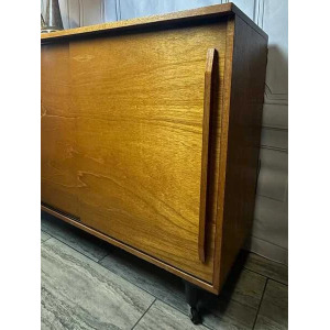 Mid Century 1960's Teak Sliding Door Sideboard Cabinet, Vintage Sideboard, Vintage Cabinet