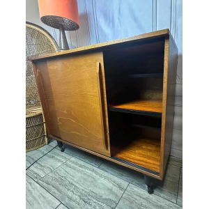 Mid Century 1960's Teak Sliding Door Sideboard Cabinet, Vintage Sideboard, Vintage Cabinet