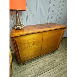 Mid Century 1960's Teak Sliding Door Sideboard Cabinet, Vintage Sideboard, Vintage Cabinet
