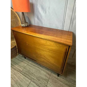 Mid Century 1960's Teak Sliding Door Sideboard Cabinet, Vintage Sideboard, Vintage Cabinet