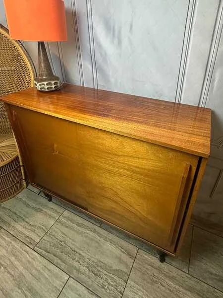 Mid Century 1960's Teak Sliding Door Sideboard Cabinet, Vintage Sideboard, Vintage Cabinet