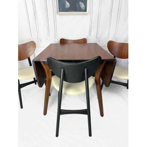 Mid Century Butterfly Dining Table With Four Reupholstered Butterfly Chairs From G Plan, United Kingdom, 1950s