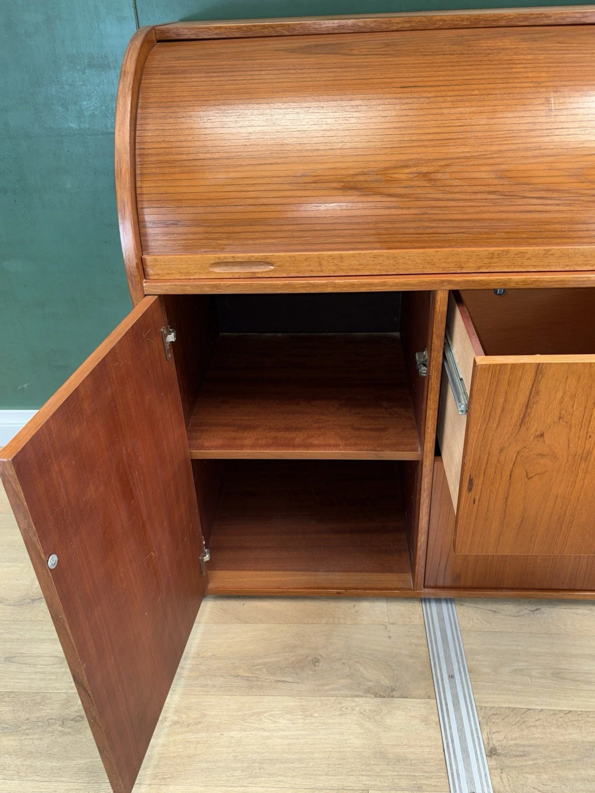 Mid Century Danish Teak Sideboard/Secretary Roll Top Desk