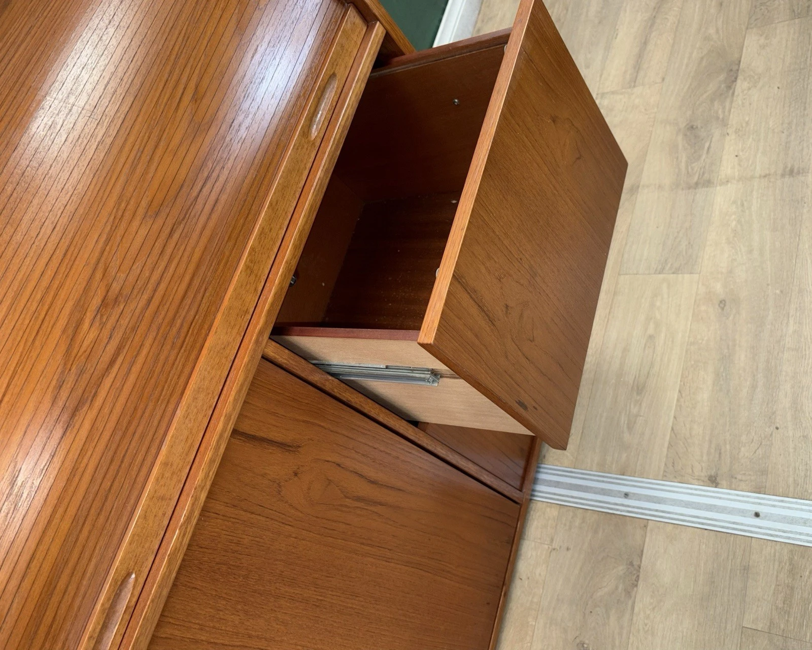 Mid Century Danish Teak Sideboard/Secretary Roll Top Desk