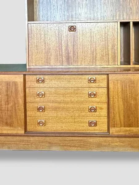 Mid Century Danish Teak Wall Unit By Clausen & Son For Silkeborg Circa 1960 Vintage Storage