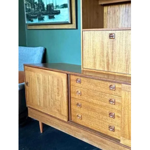 Mid Century Danish Teak Wall Unit By Clausen & Son For Silkeborg Circa 1960 Vintage Storage
