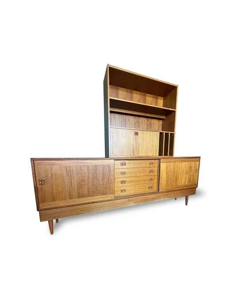 Mid Century Danish Teak Wall Unit By Clausen & Son For Silkeborg Circa 1960 Vintage Storage