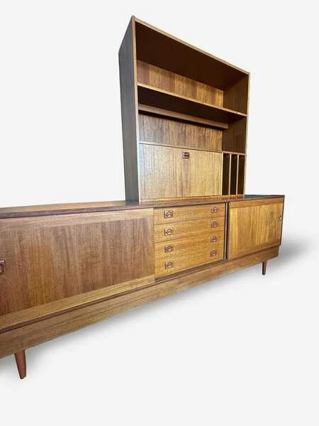 Mid Century Danish Teak Wall Unit By Clausen & Son For Silkeborg Circa 1960 Vintage Storage
