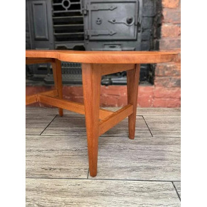 Mid Century Solid Teak Wood Guitar Coffee Table Circa 1960